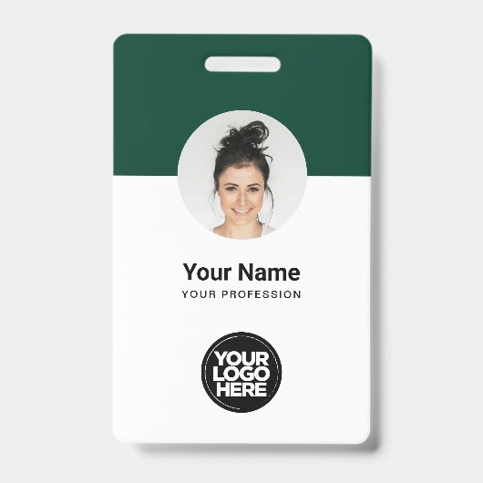 Aangepaste moderne personeelskaart donkergroene QR Badge (Voorzijde)
