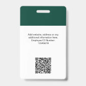 Aangepaste moderne personeelskaart groene QR-badge Badge (Achterkant)