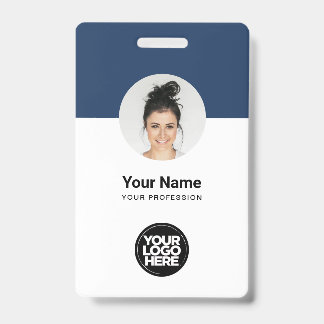 Aangepaste moderne personeelskaart Navy Blue QR-ba Badge