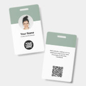 Aangepaste moderne personeelskaart Sage Green QR-b Badge (Voor- en achterkant)