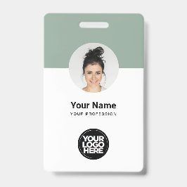 Aangepaste moderne personeelskaart Sage Green QR-b Badge