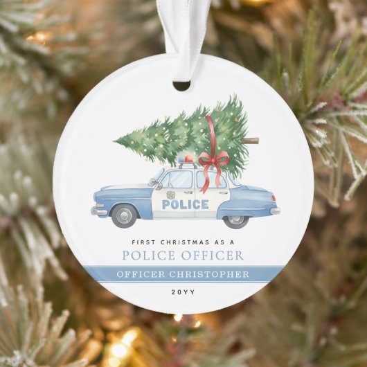 Aangepaste moderne politieagent eerste kerst ornament (Boom)