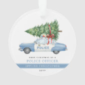 Aangepaste moderne politieagent eerste kerst ornament (achterkant)