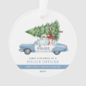 Aangepaste moderne politieagent eerste kerst ornament (voorkant)