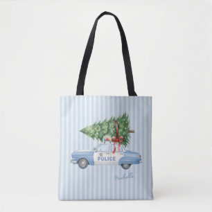 Aangepaste moderne politieagent kerst politiewagen tote bag