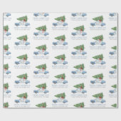 Aangepaste moderne politieagent Kerstboom auto Cadeaupapier (Vlak)