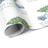 Aangepaste moderne politieagent Kerstboom auto Cadeaupapier (Rol Hoek)