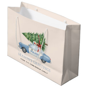Aangepaste moderne politieagent Kerstboom Auto Groot Cadeauzakje