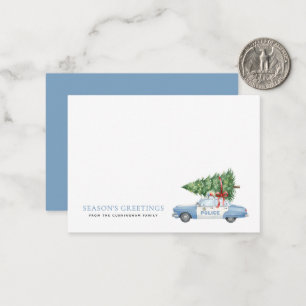 Aangepaste moderne politieagent Kerstboom Auto Notitiekaartje