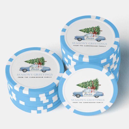 Aangepaste moderne politieagent Kerstboom Auto Poker Chips (Opstapeling)