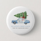 Aangepaste moderne politieagent Kerstboom Auto Ronde Button 5,7 Cm (Voorkant)