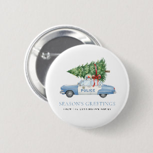 Aangepaste moderne politieagent Kerstboom Auto Ronde Button 5,7 Cm