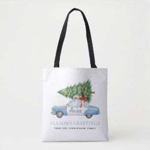 Aangepaste moderne politieagent Kerstboom Auto Tote Bag