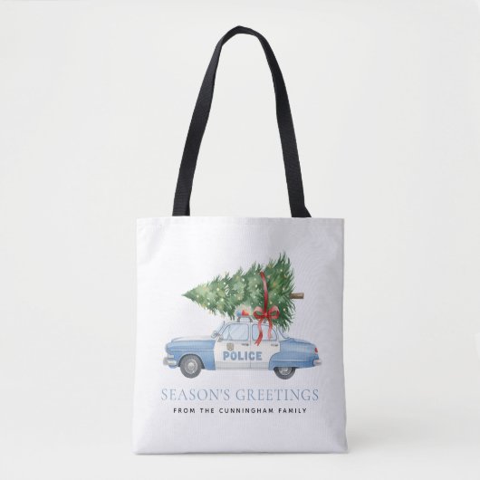 Aangepaste moderne politieagent Kerstboom Auto Tote Bag (Voorkant)