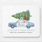 Aangepaste moderne politieagent Kerstboomauto Muismat (Voorkant)