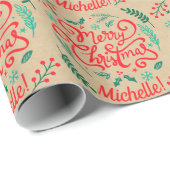 Aangepaste moderne pretkerkalligrafie cadeaupapier (Rol Hoek)