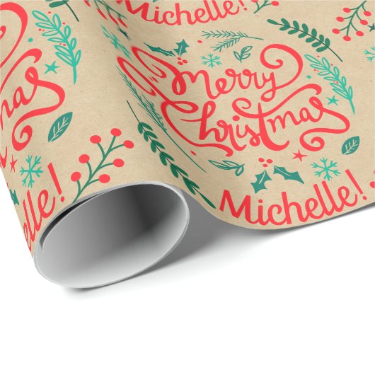 Aangepaste moderne pretkerkalligrafie cadeaupapier (Rol Hoek)