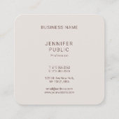 Aangepaste Moderne Professionele Elegante Kleuren  Vierkante Visitekaartje (Achterkant)