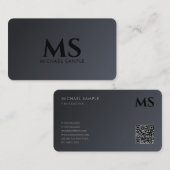 Aangepaste moderne QR-code Elegant zwart monogram Visitekaartje (Voorkant / Achterkant)