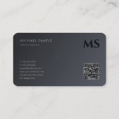 Aangepaste moderne QR-code Elegant zwart monogram Visitekaartje (Achterkant)