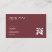 Aangepaste moderne QR-code Monogram Elegante Wijnk Visitekaartje (Achterkant)