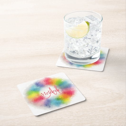 Aangepaste moderne regenboog Abstracte kunst gepro Kartonnen Onderzetters (Insitu)