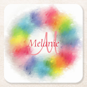 Aangepaste moderne regenboog Abstracte kunst gepro Kartonnen Onderzetters