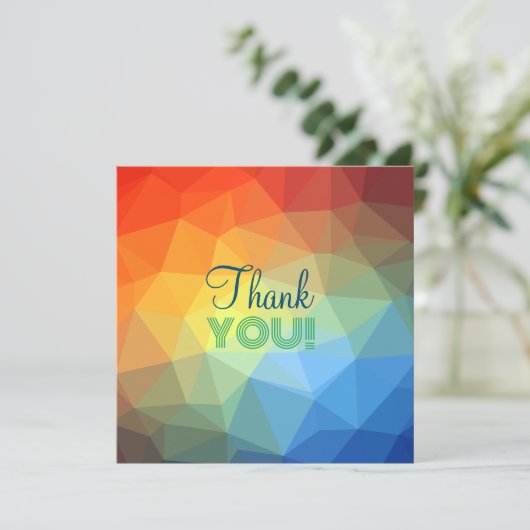 Aangepaste moderne regenboog geometrische vorm bedankkaart (Staand voorkant)