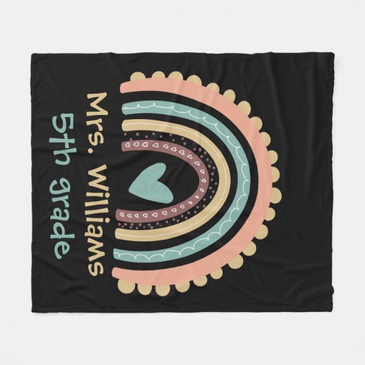 Aangepaste moderne regenboogleraar fleece deken (Voorkant (Horizontaal))