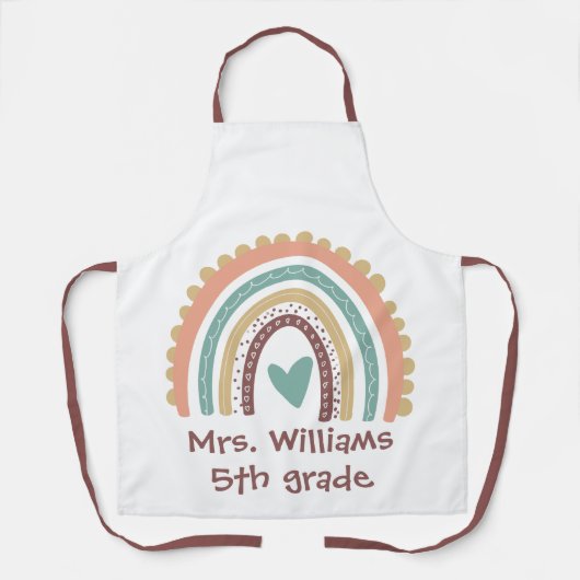Aangepaste moderne regenboogleraar schort (Voorkant)