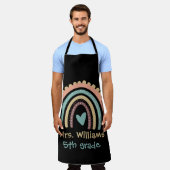 Aangepaste moderne regenboogleraar schort (Gedragen)