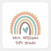 Aangepaste moderne regenboogleraar vierkante sticker (Voorkant)