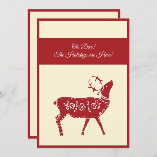 Aangepaste moderne rode rendier Kerstmis Feestdagenkaart (Voorkant / Achterkant)