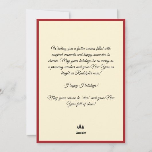 Aangepaste moderne rode rendier Kerstmis Feestdagenkaart (Achterkant)
