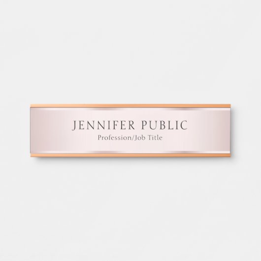 Aangepaste, moderne Roos Gold legant Sjabloon Deurbordje (Voorkant)