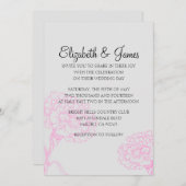 Aangepaste moderne roze en zwarte bruiloft-uitnodi kaart (Voorkant / Achterkant)