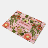 Aangepaste moderne  roze Floral familienaam Deurmat (Schuin)