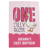 Aangepaste moderne roze gekke gans eerste verjaard medium cadeauzakje (Voorkant)