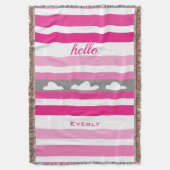 Aangepaste moderne roze gestreept wolken deken (Voorkant Verticaal)