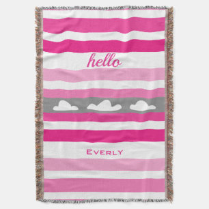 Aangepaste moderne roze gestreept wolken deken