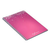 Aangepaste moderne roze glitter notitieboek (Rechterzijde)
