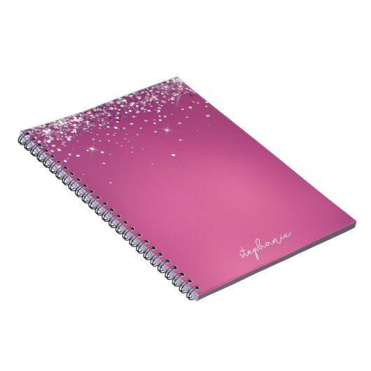 Aangepaste moderne roze glitter notitieboek (Rechterzijde)