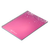 Aangepaste moderne roze glitter notitieboek (Linkerzijde)
