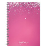 Aangepaste moderne roze glitter notitieboek (Voorkant)