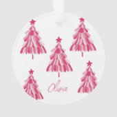 Aangepaste moderne roze kerstboomnaam ornament (achterkant)