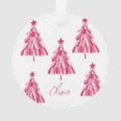 Aangepaste moderne roze kerstboomnaam ornament (voorkant)