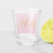 Aangepaste moderne roze oranje gemerkte initiaal  shot glas (Achterkant)