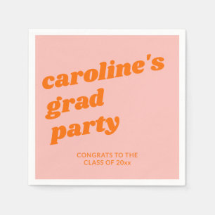 Aangepaste moderne roze oranje retro afstudeerfees servet