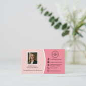 Aangepaste moderne roze professionele foto & QR-co Visitekaartje (Staand voorkant)
