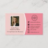 Aangepaste moderne roze professionele foto & QR-co Visitekaartje (Voorkant)